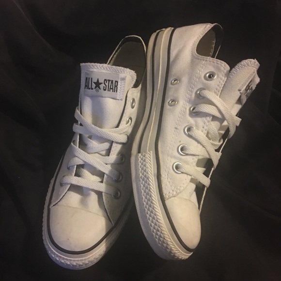 White low top converse with black stripe Clearance